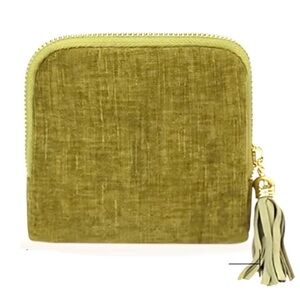 Green Velvet Zipper Pouch Bag with Tassel
